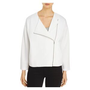EILEEN FISHER Womens Ivory Motorcycle Jacket XS